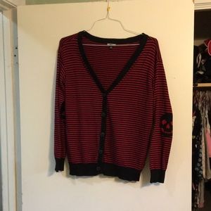 Skull elbow patch cardigan